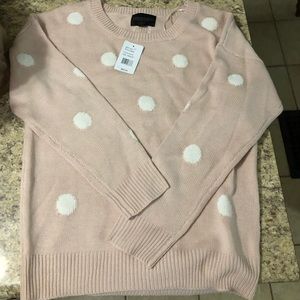 Blush pink polka dot Von Maur sweater